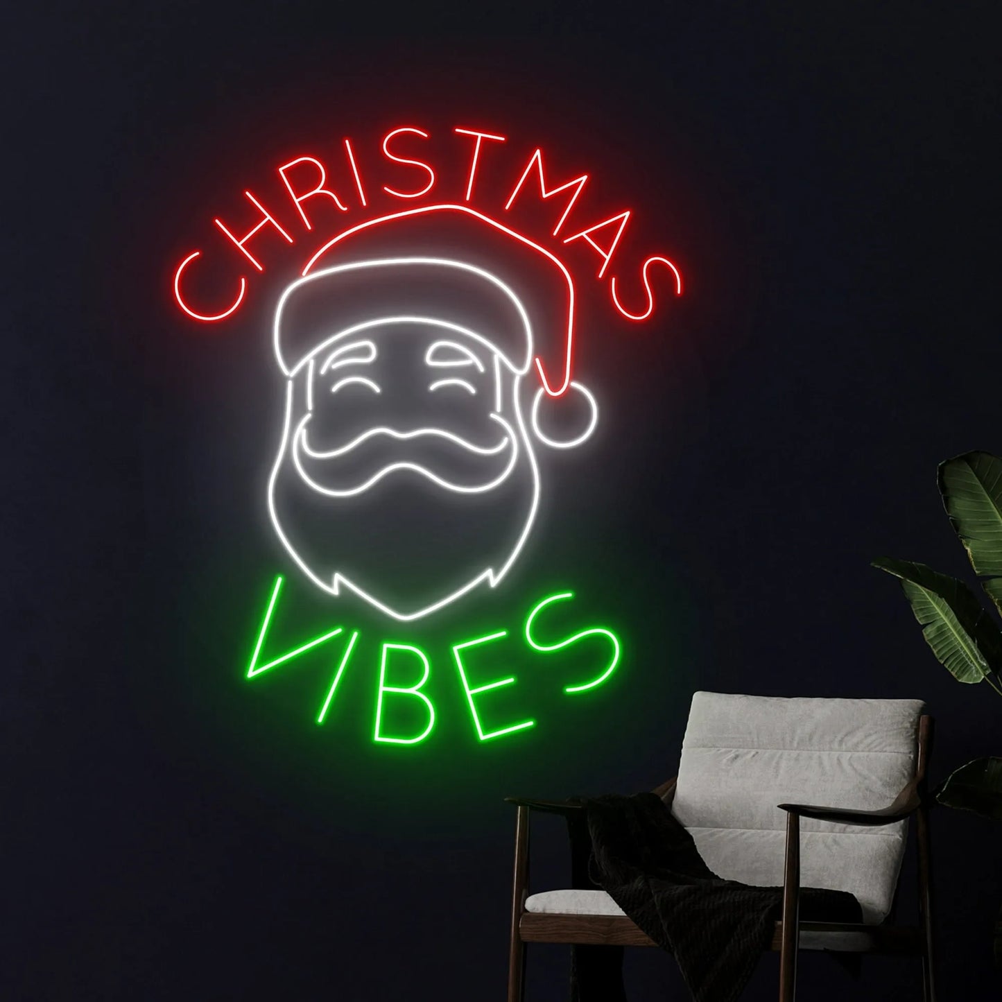 Christmas Vibes Santa Claus Merry Christmas Neon Sign by Neon.Shop Festive Decor for Holiday 