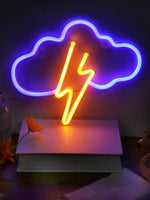 Cloud and Lightning LED neon sign glowing brightly, ideal for bedrooms, offices, game rooms, and modern home décor by Neon.Shop