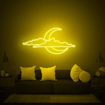 Cloud and Moon LED neon sign by Neon.Shop glowing on a wall as soft and dreamy celestial décor