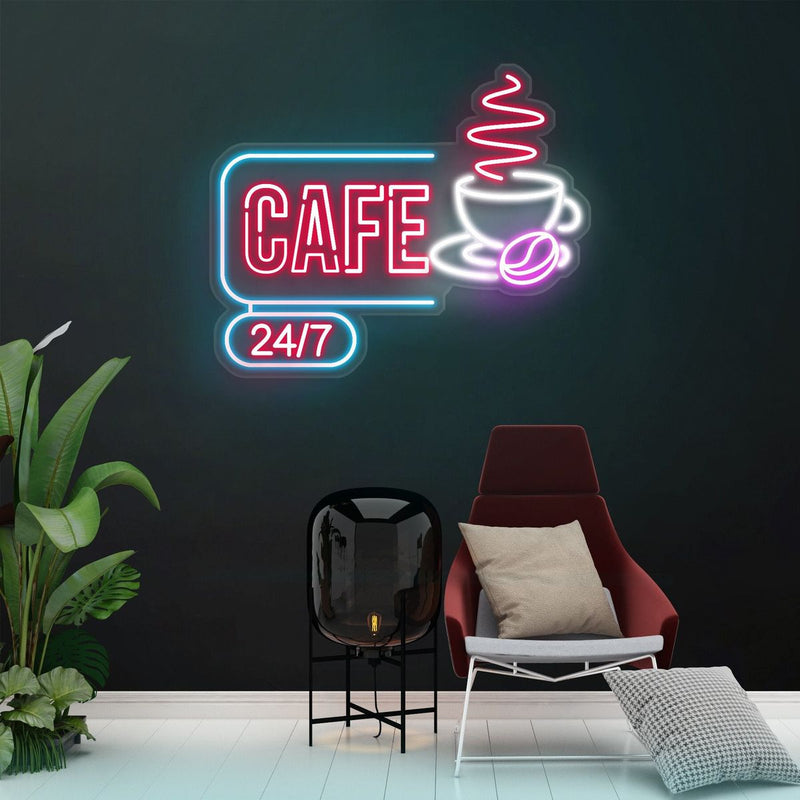 Coffee Cafe 24/7 LED neon Sign by Neon.Shop for attracting customers anytime