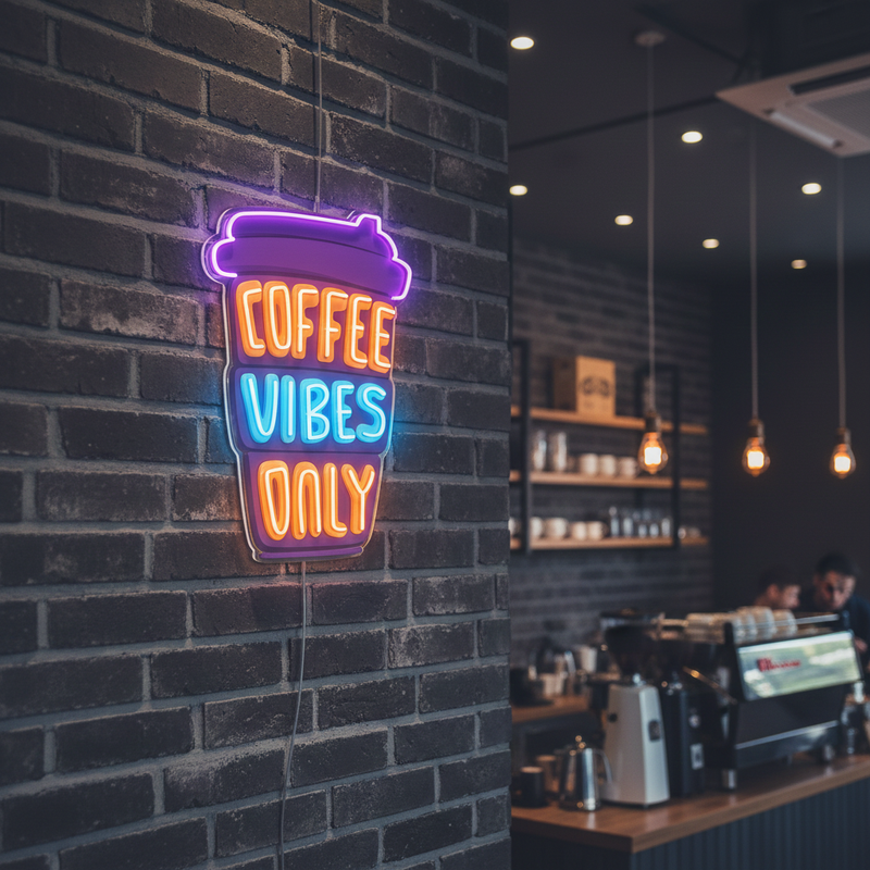 Coffee-themed LED neon sign for café or home décor by Neon.Shop