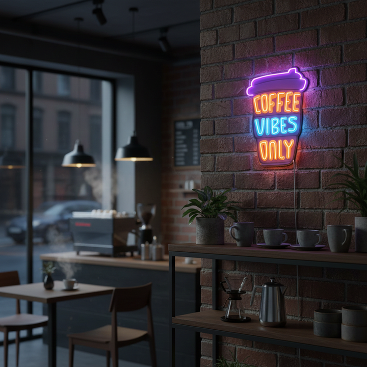 Coffee-themed LED neon sign for café or home décor by Neon.Shop