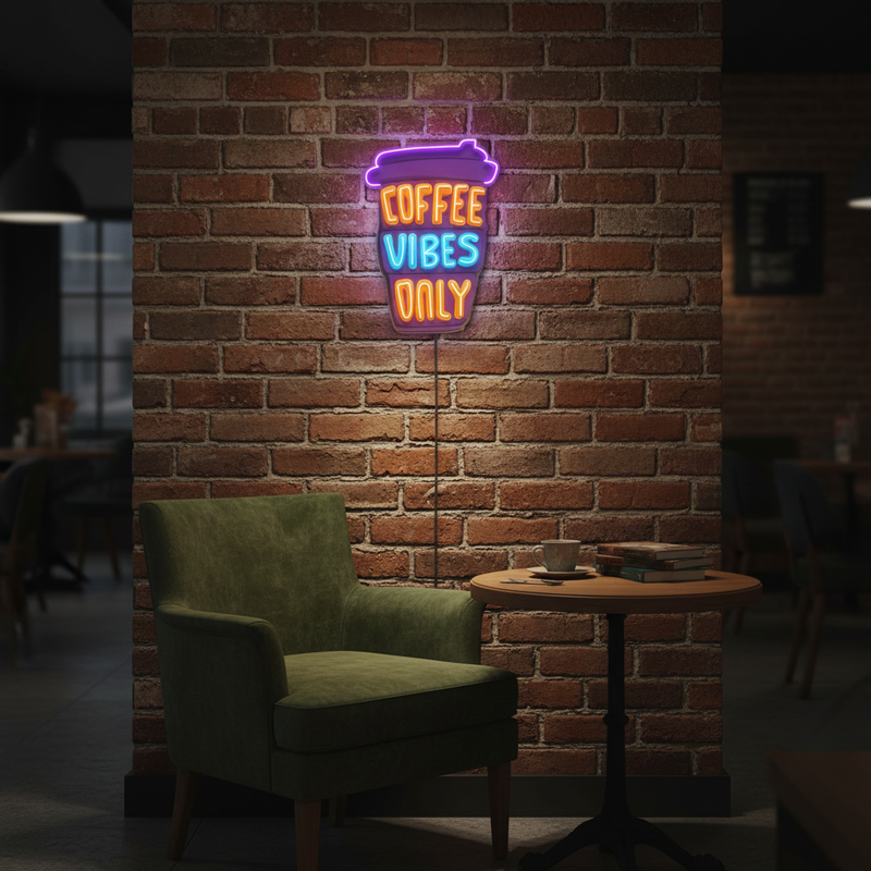 Coffee-themed LED neon sign for café or home décor by Neon.Shop
