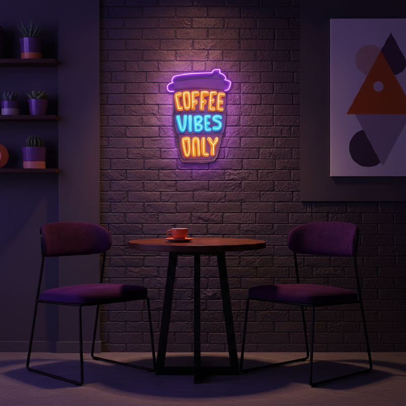 Coffee-themed LED neon sign for café or home décor by Neon.Shop