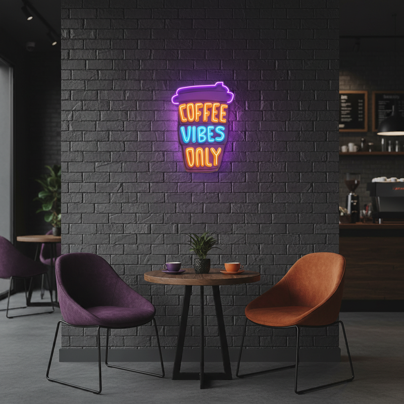 Coffee-themed LED neon sign for café or home décor by Neon.Shop
