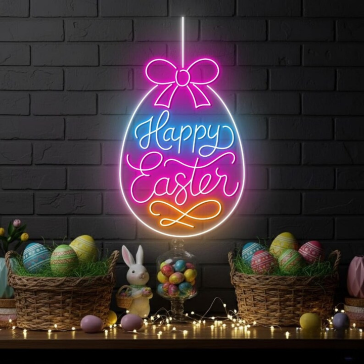 Colorful Easter egg neon sign for festive home décor Neon.Shop