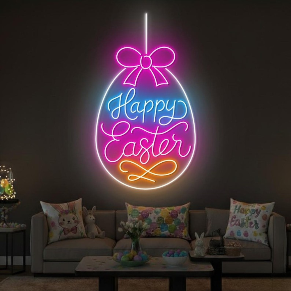 Colorful Easter egg neon sign for festive home décor Neon.Shop