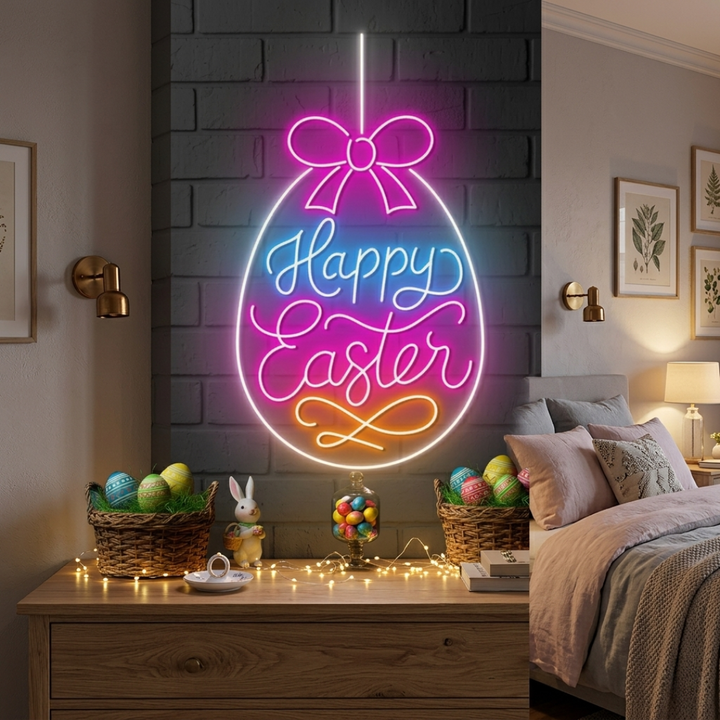 Colorful Easter egg neon sign for festive home décor Neon.Shop