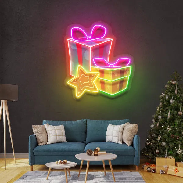 Present Merry Christmas Neon Sign for home or party décor by Neon.Shop.