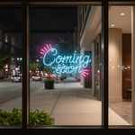 Coming Soon LED neon Sign by Neon.Shop for new shops and cafés