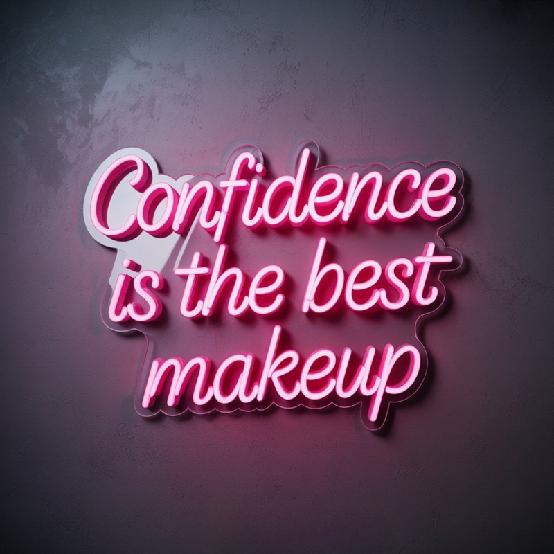 Confidence Is the Best Makeup motivational LED neon sign wall light for bedroom, beauty studio, or home décor by Neon.Shop.