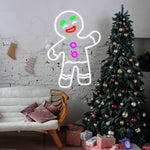 Gingerbread Man Merry Christmas Neon Sign design for home or party décor by Neon.Shop.