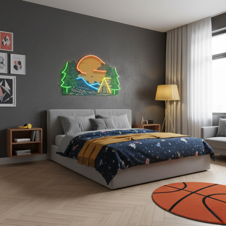 Cozy winter-themed LED neon sign for living room or studio décor by Neon.Shop