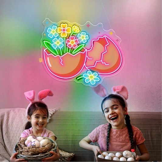 Cracked Egg UV Printed LED Neon Sign colorful Easter cracked egg neon light by Neon.shop