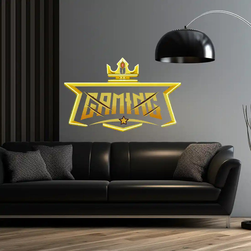 Crown Gaming UV Art LED neon sign with vibrant crown illustration glowing in colors by Neon.Shop
