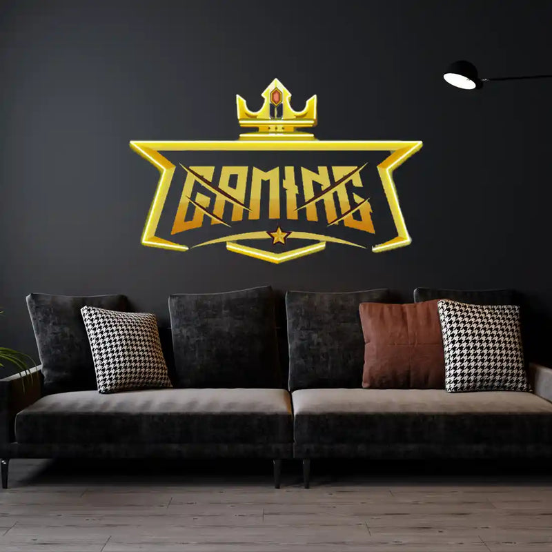 Crown Gaming UV Art LED neon sign with vibrant crown illustration glowing in colors by Neon.Shop