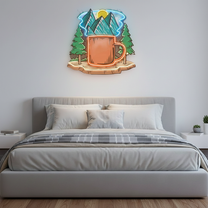 Cup of Nature UV Art LED neon sign with nature-themed cup illustration glowing in vibrant colors by Neon.Shop