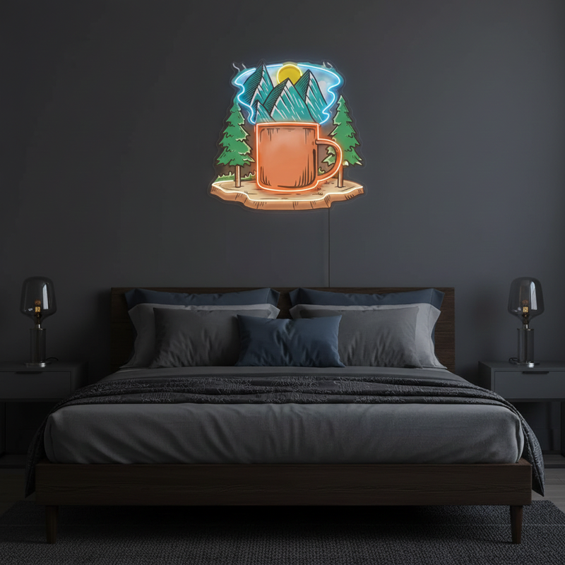 Cup of Nature UV Art LED neon sign with nature-themed cup illustration glowing in vibrant colors by Neon.Shop