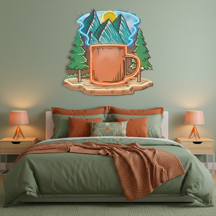 Cup of Nature UV Art LED neon sign with nature-themed cup illustration glowing in vibrant colors by Neon.Shop