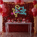Cupid Valentine’s Day LED neon sign glowing in romantic tones creating a love-filled atmosphere by Neon.Shop