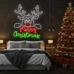 Cute Deer Merry Christmas LED neon sign design by Neon.Shop.