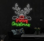 Cute Deer Merry Christmas LED neon sign design by Neon.Shop.