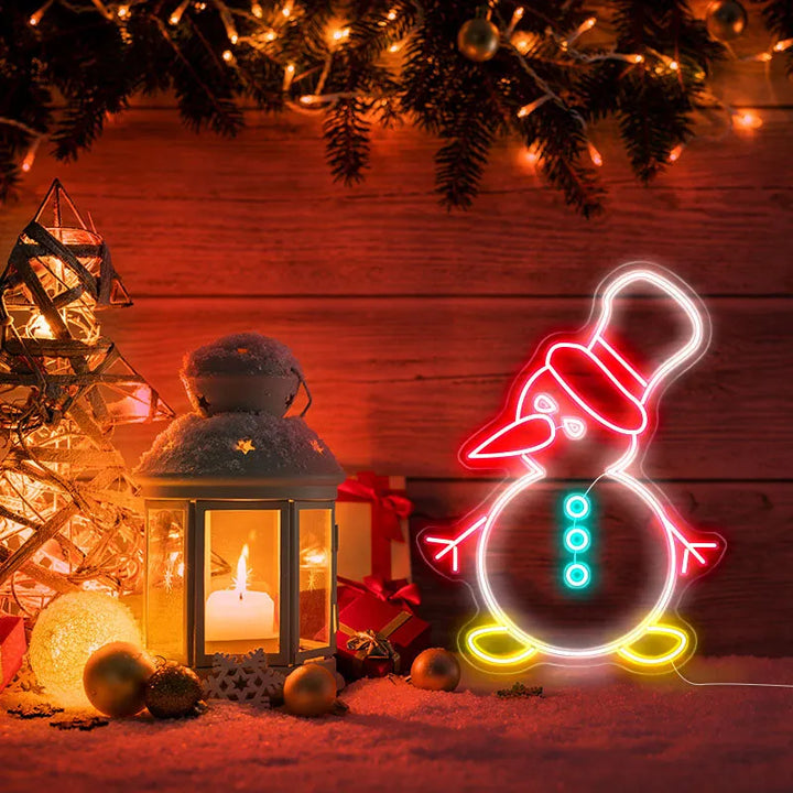 Cute Little Cool Snowman Merry Christmas LED neon sign design by Neon.Shop.