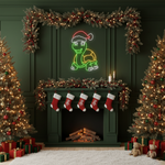 Cute turtle Christmas décor LED neon sign illuminating rooms by Neon.Shop.