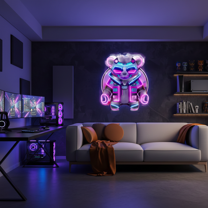 UV LED neon sign featuring Cyberpunk Panda design by Neon.Shop