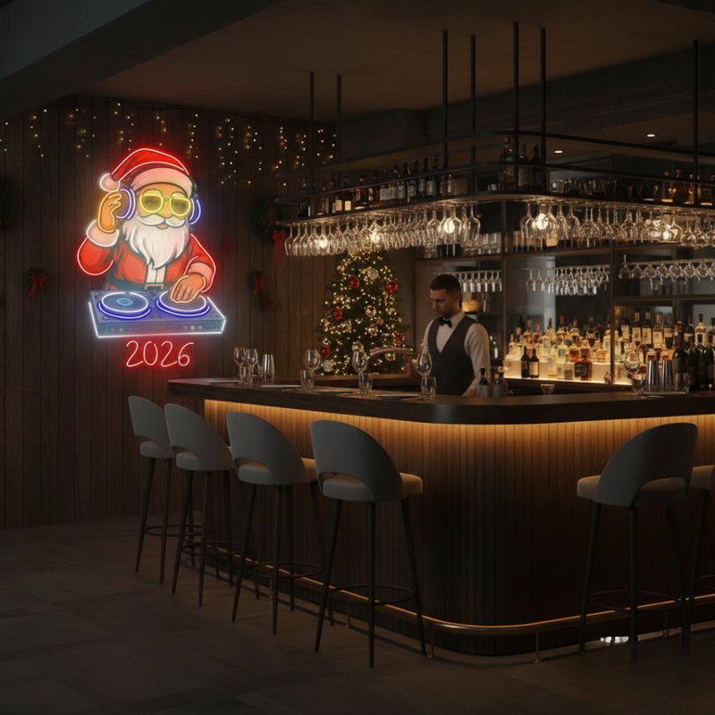 DJ Santa 2026 LED Neon Sign by Neon.Shop for Christmas and New Year décor