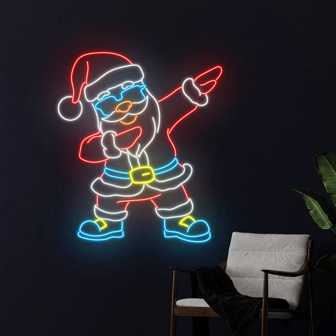 Dabbing Santa Claus Merry Christmas Neon Sign by manhattanneons.com - Add fun and holiday cheer with this dabbing Santa neon sign.