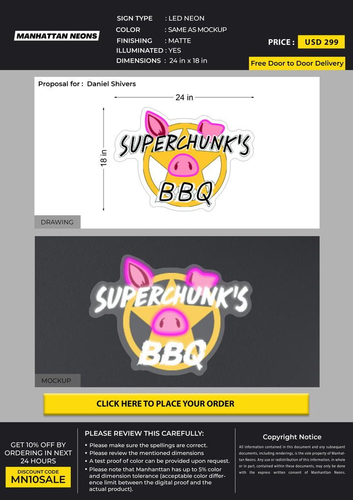 LED neon sign for Daniel Shivers