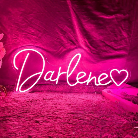 Darlena Name LED Neon Sign, personalized wall-mounted name light décor by Neon.Shop for bedrooms, events, and gifts.