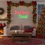 Dear Santa, I Tried Merry Christmas Neon Sign by Neon.Shop featuring playful glowing lettering for holiday décor.