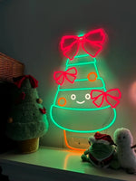 Decorated Christmas Tree Merry Christmas Neon Sign by Neon.Shop featuring a glowing Christmas tree with ornaments.