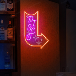 Bright Disco with Arrow LED neon Sign  by Neon.Shop for nightclubs and events