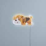 UV LED neon sign featuring Dog Falling Asleep design by Neon.Shop