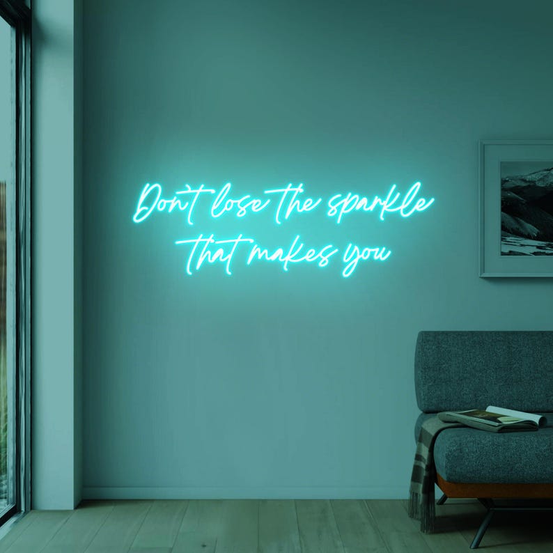 Don’t Lose the Sparkle That Makes You” Inspirational Neon Sign by Neon.Shop – bright LED quote décor for positivity and stylish interiors