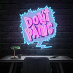 Don’t Panic UV Art LED Neon Sign glowing with vibrant UV art, playful and calming LED wall décor by Neon.Shop