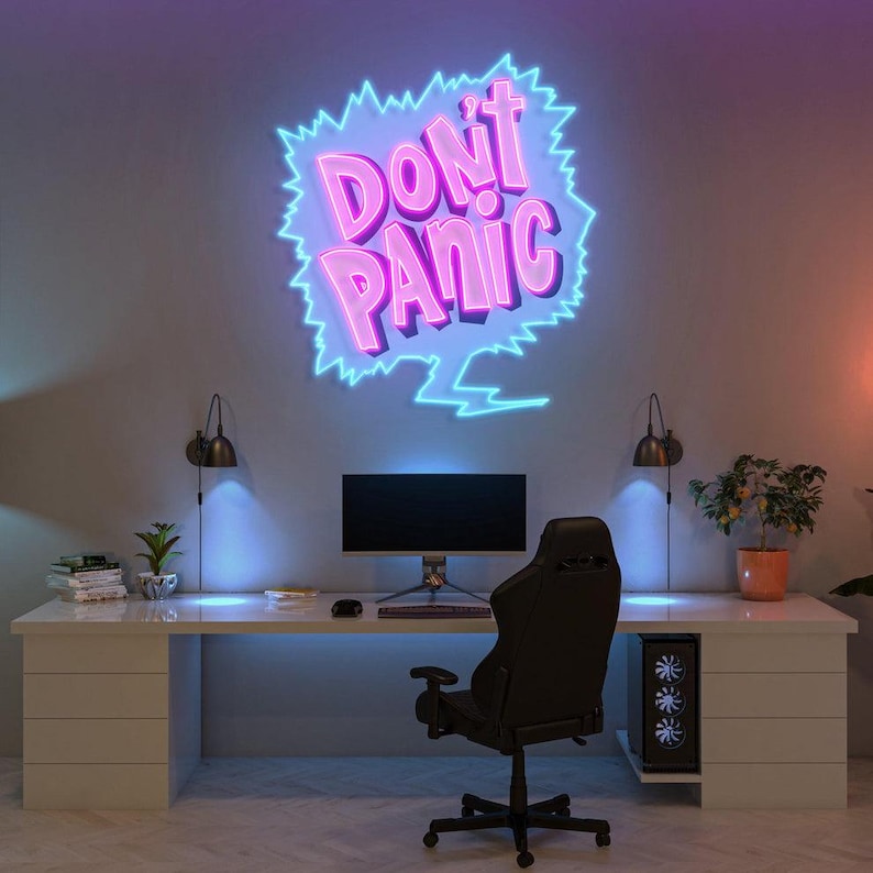 Don't Panic UV Art LED Neon Sign