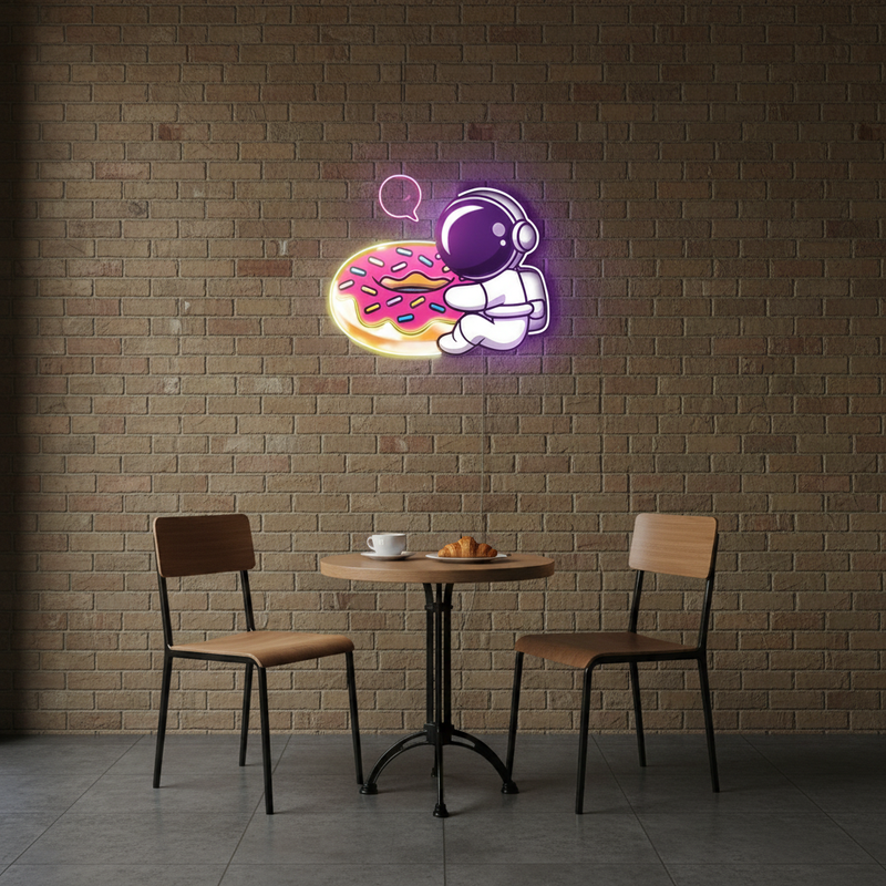 Donut Astronaut UV Light Neon Artwork  | Illuminate Your Space