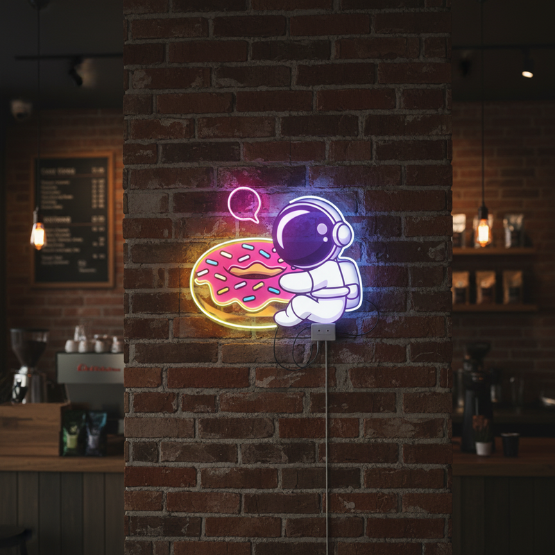 Donut Astronaut UV Light Neon Artwork  | Illuminate Your Space