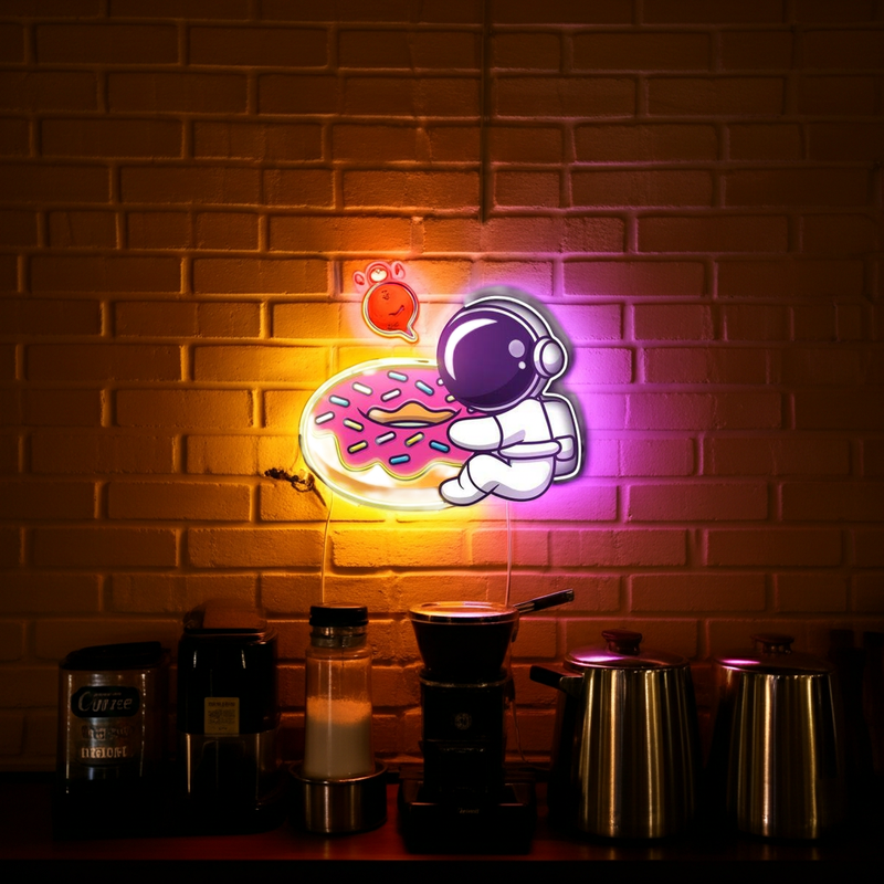 Donut Astronaut UV Light Neon Artwork  | Illuminate Your Space