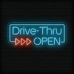 LED Drive-Thru Open neon sign by Neon.Shop for fast-food and café drive-thru lanes
