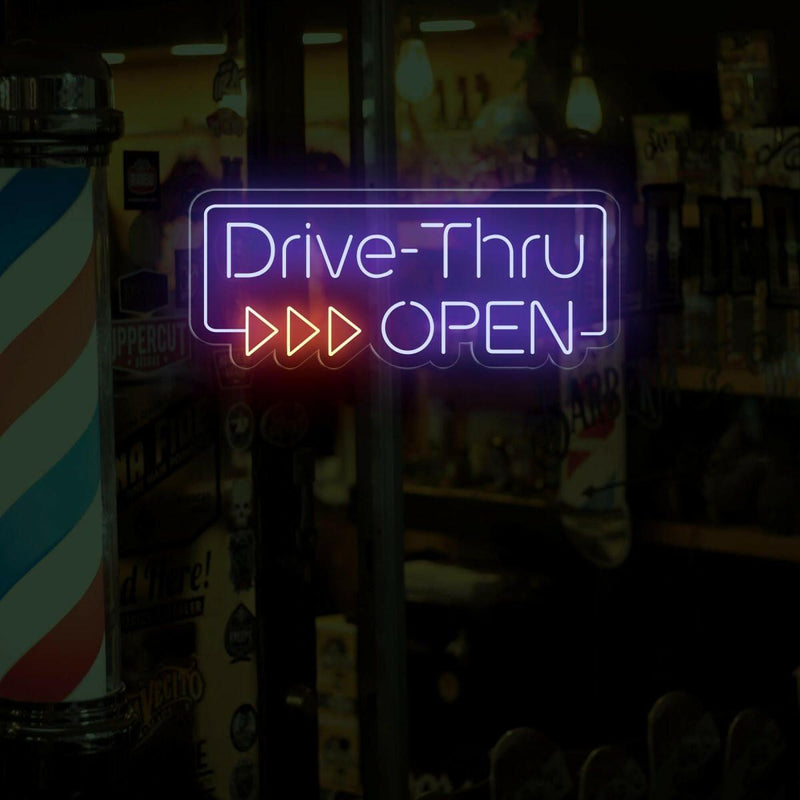 LED Drive-Thru Open neon sign by Neon.Shop for fast-food and café drive-thru lanes
