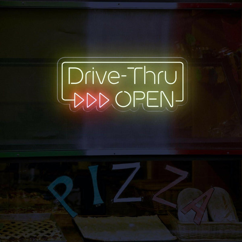 LED Drive-Thru Open neon sign by Neon.Shop for fast-food and café drive-thru lanes