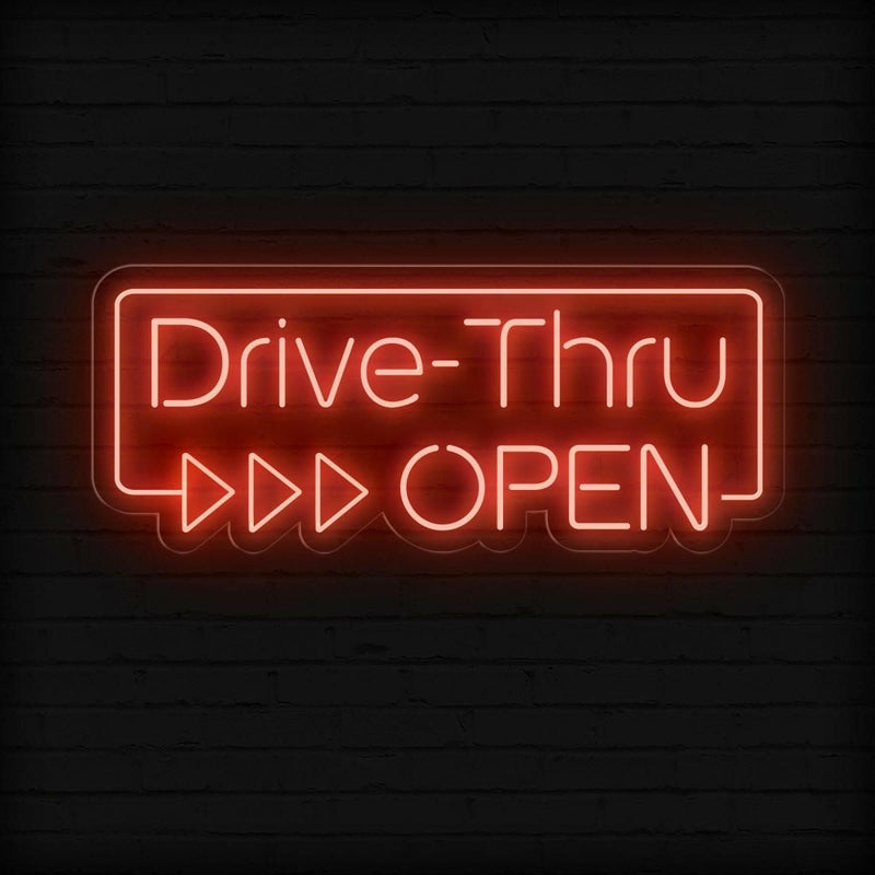 LED Drive-Thru Open neon sign by Neon.Shop for fast-food and café drive-thru lanes