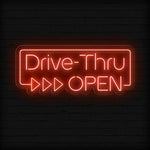LED Drive-Thru Open neon sign by Neon.Shop for fast-food and café drive-thru lanes