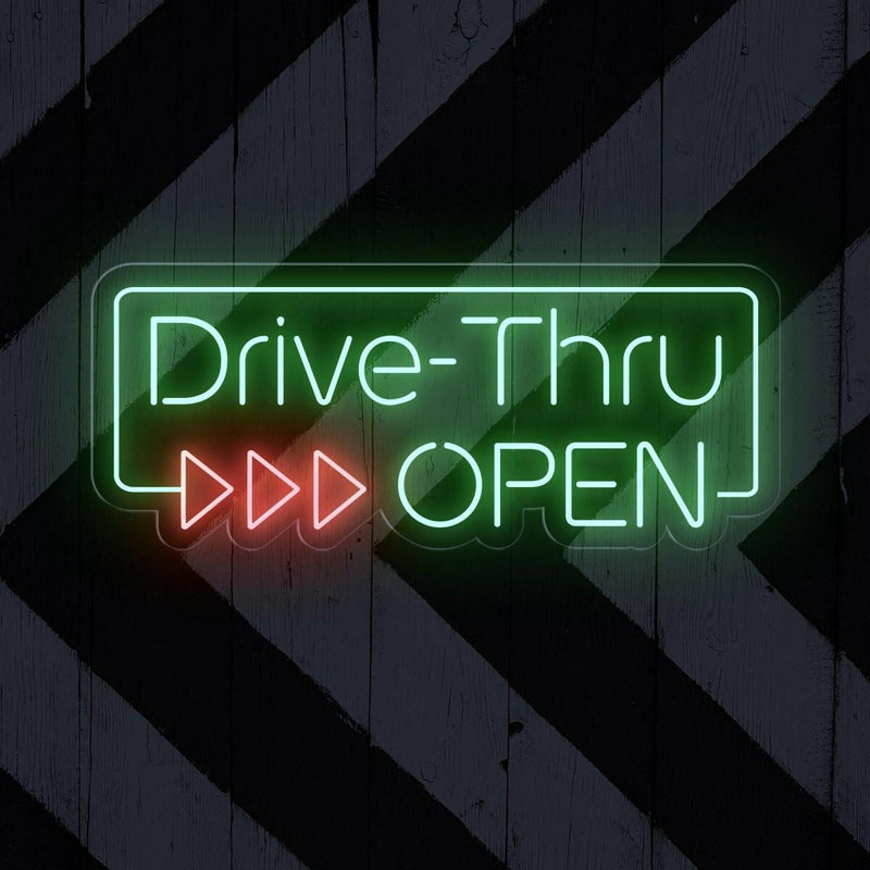 LED Drive-Thru Open neon sign by Neon.Shop for fast-food and café drive-thru lanes