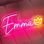 EMMA name LED neon sign glowing in bright modern lettering, personalized wall décor for bedroom, events, and gifts by Neon.Shop.